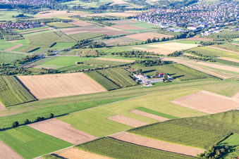 Aerial view of Airport Backnang-Heiningen in the district Heiningen in Backnang in the state Baden-Wuerttemberg, Germany
