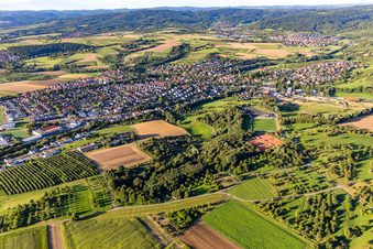 Town View of the streets and houses of the residential areas in Weissach im Tal in the state Baden-Wurttemberg, Germany
