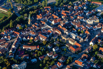 Aerial view of Town View of the streets and houses of the residential areas in Gaildorf in the state Baden-Wurttemberg, Germany