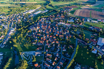 Oblique view of Bühlertann in the state Baden-Wuerttemberg, Germany