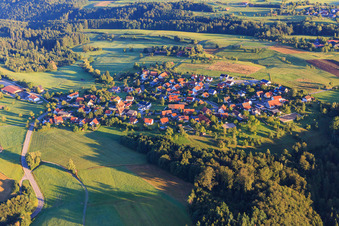 Village in the morning from the southeast in the district Hohenhardtsweiler in Oberrot in the state Baden-Wuerttemberg, Germany