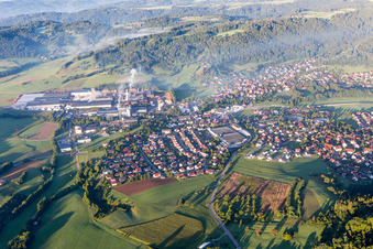 Town View of the streets and houses of the residential areas in Oberrot in the state Baden-Wurttemberg, Germany