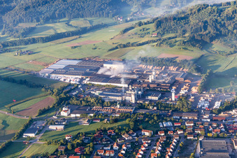 Building and production halls on the premises of Klenk Holz AG in Oberrot in the state Baden-Wurttemberg, Germany