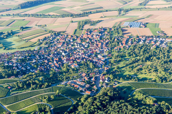 Village - view on the edge of agricultural fields and farmland in Winzerhausen in the state Baden-Wurttemberg, Germany