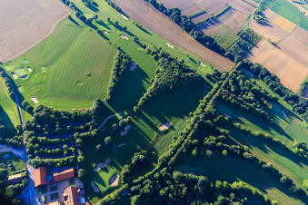 Aerial view of Golf and Country Club Schloss Liebenstein eV in Neckarwestheim in the state Baden-Wuerttemberg, Germany