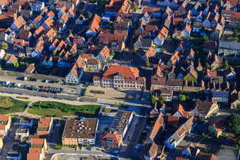 Aerial view of Stadion Castle on the Bleichwiese in Bönnigheim in the state Baden-Wuerttemberg, Germany