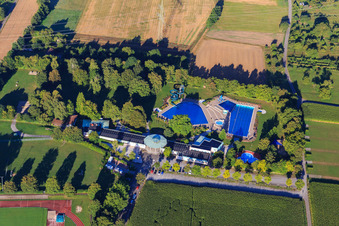 Aerial view of Mineral outdoor pool Bönnigheim in Bönnigheim in the state Baden-Wuerttemberg, Germany