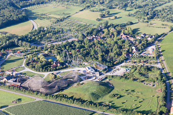 Aerial photograpy of Tripsdrill Adventure Park in the district Treffentrill in Cleebronn in the state Baden-Wuerttemberg, Germany