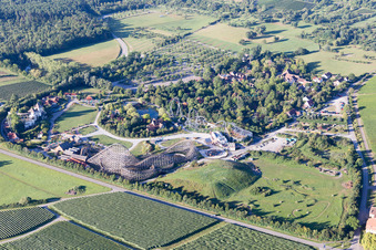 Oblique view of Tripsdrill Adventure Park in the district Treffentrill in Cleebronn in the state Baden-Wuerttemberg, Germany