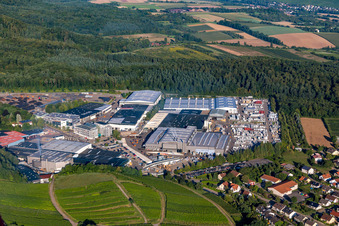 Building and production halls on the premises of Geruestbau Layher GmbH in the district Frauenzimmern in Gueglingen in the state Baden-Wurttemberg