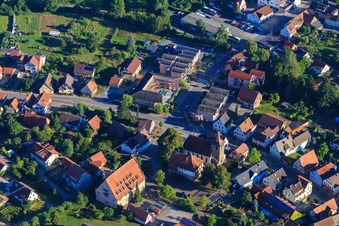 VBU Volksbank im Unterland eG - Branch Zaberfeld, Alexander-Stift, Town Hall Zaberfeld and Mauritius Church in Zaberfeld in the state Baden-Wuerttemberg, Germany