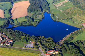 Lake Ehmetsklinge with Hotel Seegasthof Zaberfeld in Zaberfeld in the state Baden-Wuerttemberg, Germany