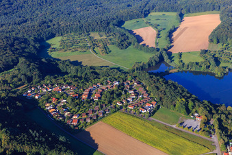 Lake Ehmetsklinge with Seestüble and Reutenweg in Zaberfeld in the state Baden-Wuerttemberg, Germany