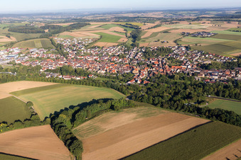 Village - view on the edge of agricultural fields and farmland in Zaisenhausen in the state Baden-Wurttemberg, Germany