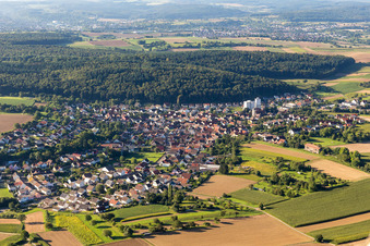 Town View of the streets and houses of the residential areas in the district Neibsheim in Bretten in the state Baden-Wurttemberg, Germany