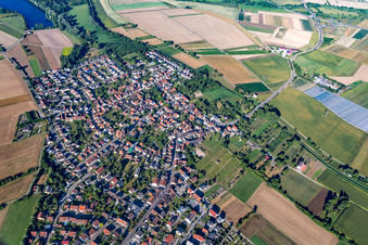 Oblique view of District Staffort in Stutensee in the state Baden-Wuerttemberg, Germany