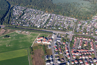 District Friedrichstal in Stutensee in the state Baden-Wuerttemberg, Germany seen from above