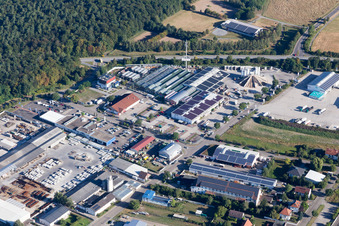 Industrial estate and company settlement in the district Friedrichstal in Stutensee in the state Baden-Wurttemberg, Germany