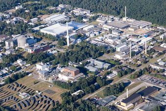 Oblique view of Campus building of the university KIT - Campus Nord (former Nuclear research centre Karlsruhe) in the district Leopoldshafen in Eggenstein-Leopoldshafen in the state Baden-Wurttemberg, Germany