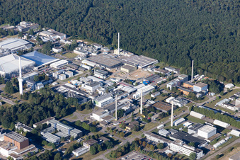 Oblique view of KIT North in the district Leopoldshafen in Eggenstein-Leopoldshafen in the state Baden-Wuerttemberg, Germany