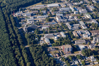 KIT North in the district Leopoldshafen in Eggenstein-Leopoldshafen in the state Baden-Wuerttemberg, Germany from the plane