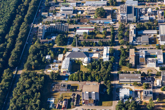 District Leopoldshafen in Eggenstein-Leopoldshafen in the state Baden-Wuerttemberg, Germany seen from above