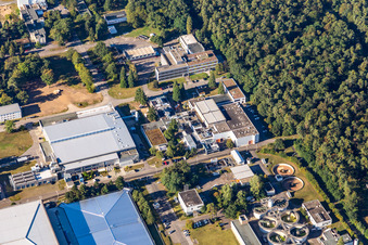 Drone image of District Leopoldshafen in Eggenstein-Leopoldshafen in the state Baden-Wuerttemberg, Germany