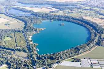 Aerial view of District Leopoldshafen in Eggenstein-Leopoldshafen in the state Baden-Wuerttemberg, Germany