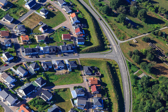 Aerial photograpy of Bypass and bird ring in Jockgrim in the state Rhineland-Palatinate, Germany