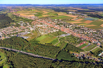 Aerial view of City overview from the east in Kandel in the state Rhineland-Palatinate, Germany