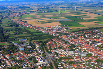 Oblique view of City overview from the east in Kandel in the state Rhineland-Palatinate, Germany