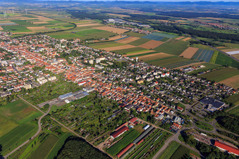 City overview from the east in Kandel in the state Rhineland-Palatinate, Germany from above