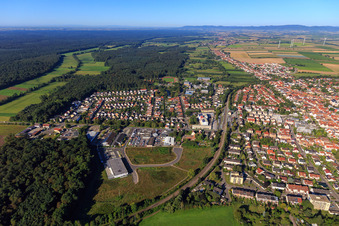 City overview from the east in Kandel in the state Rhineland-Palatinate, Germany out of the air