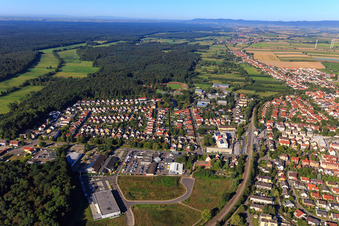 City overview from the east in Kandel in the state Rhineland-Palatinate, Germany seen from above