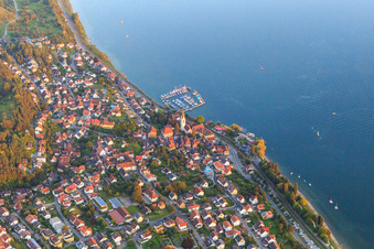 Seestraße with Sipplingen East Harbor in Sipplingen in the state Baden-Wuerttemberg, Germany