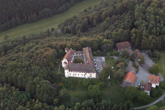 Aerial view of Castle Hohenfels in the district Kalkofen in Hohenfels in the state Baden-Wuerttemberg, Germany