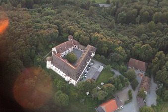 Aerial photograpy of Castle Hohenfels in the district Kalkofen in Hohenfels in the state Baden-Wuerttemberg, Germany