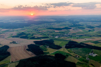Sunset over the countryside Hegau in the district Boll in Sauldorf in the state Baden-Wurttemberg, Germany
