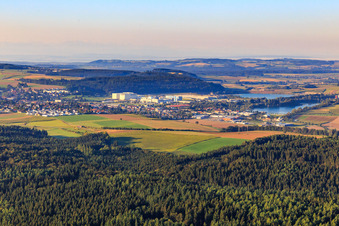 City view at Seepark from the north in Pfullendorf in the state Baden-Wuerttemberg, Germany