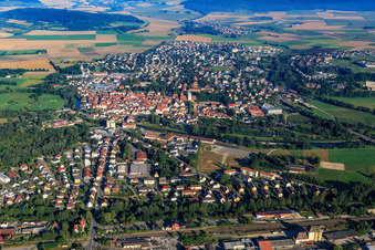 Old town across the Danube from the west in Riedlingen in the state Baden-Wuerttemberg, Germany