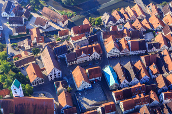 Market square with former town hall of the Benedictine Imperial Abbey of Zwiefalten, town administration Riedlingen and former monastery of the Holy Cross in Riedlingen in the state Baden-Wuerttemberg, Germany