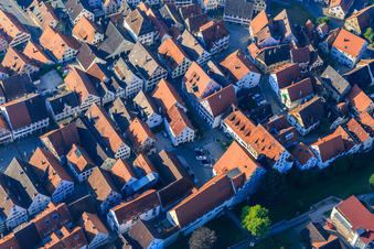 Historic old town with former hospital, poorhouse and beggary of the Holy Spirit Hospital and Lange Straße in Riedlingen in the state Baden-Wuerttemberg, Germany