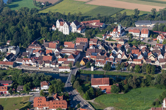 Aerial view of Palace Scheer in Scheer in the state Baden-Wurttemberg, Germany