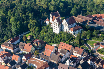 Aerial photograpy of Palace Scheer in Scheer in the state Baden-Wurttemberg, Germany