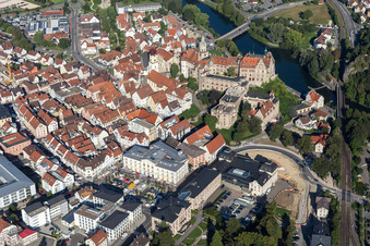 Castle of Sigmaringen between Danube and old town of Sigmaringen in the state Baden-Wurttemberg, Germany
