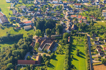 Farmers' Museum and Adult Education Center in the former monastery Inzigkofen and St. John the Baptist Church in Inzigkofen in the state Baden-Wuerttemberg, Germany