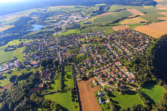 View from the north in Inzigkofen in the state Baden-Wuerttemberg, Germany