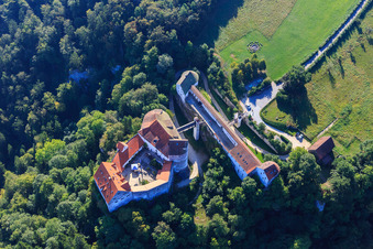 Aerial photograpy of DJH Youth Hostel Burg Wildenstein in Leibertingen in the state Baden-Wuerttemberg, Germany