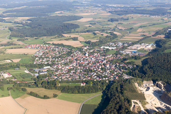 Village - view on the edge of agricultural fields and farmland in Eigeltingen in the state Baden-Wurttemberg