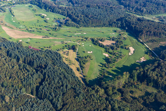 Aerial view of Langenstein Castle, Golf Course The Country Club in the district Orsingen in Orsingen-Nenzingen in the state Baden-Wuerttemberg, Germany